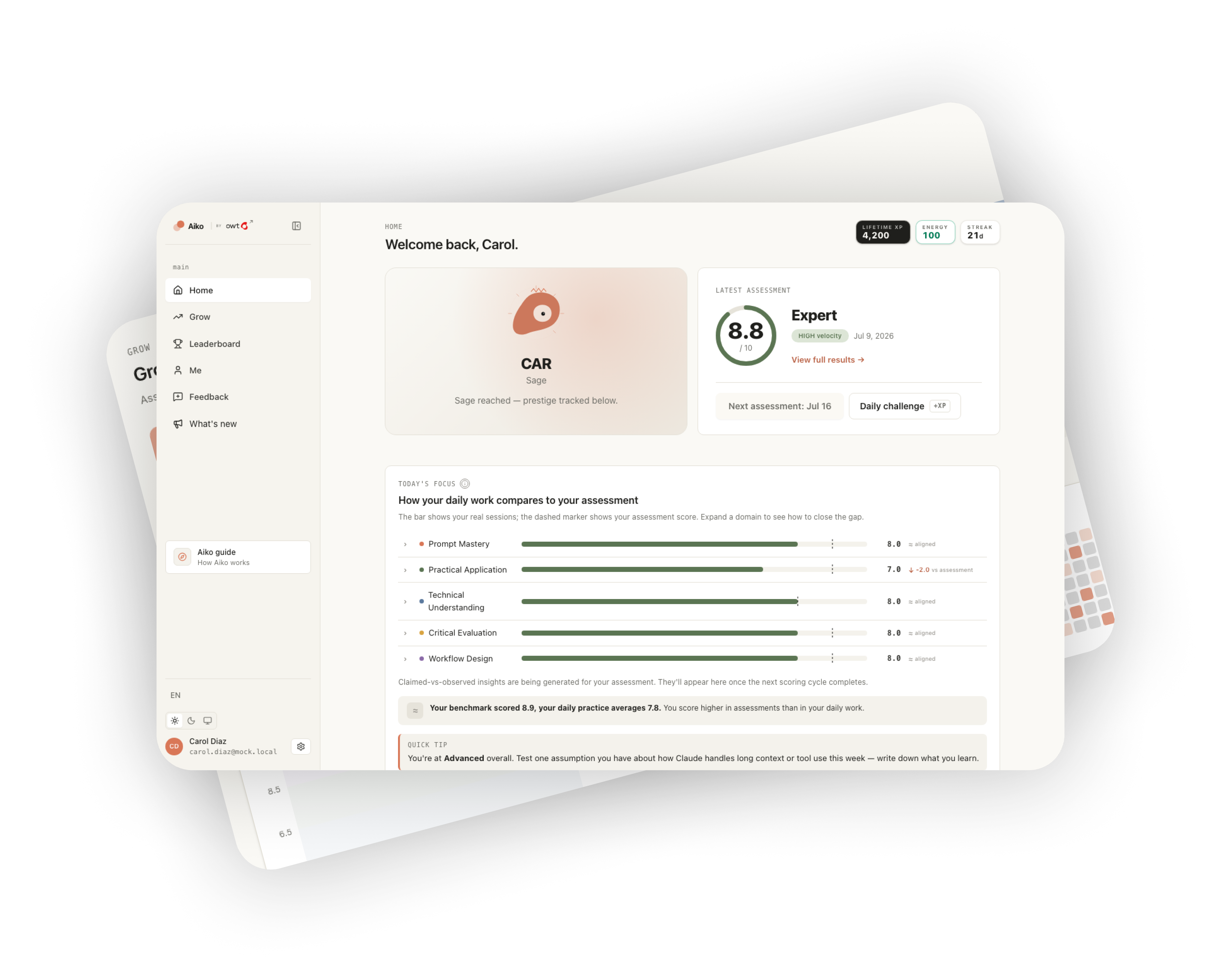 The Aiko dashboard